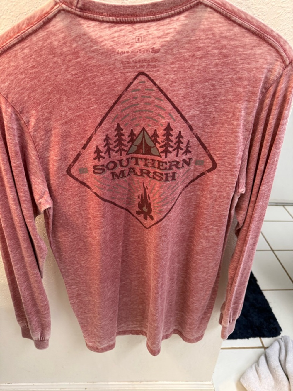 Southern Marsh Heathered Rose Long Sleeve Graphic Tee Size Small